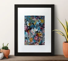 Modern Original Art Colorful Abstract Painting Matted 8" x 10” by Jimarieart