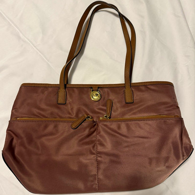 Michael Kors Brown Nylon Tote Bag | Gold Hardware | Shoulder Bag