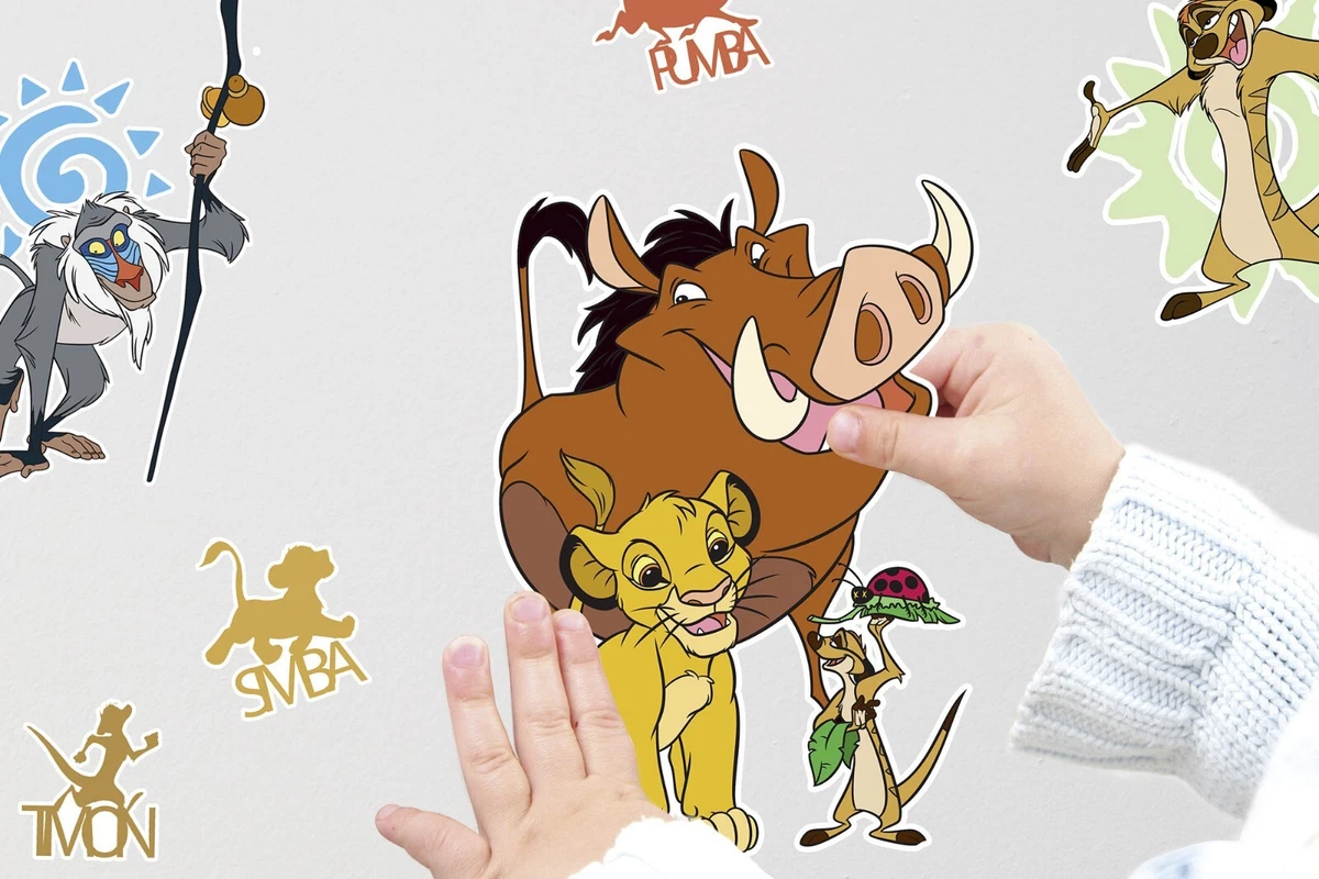 Muebles de Pared PEGATINAS Calcomanías Rey León Pumba Dormitorio Disney 16 Piezas 50x70 cm
