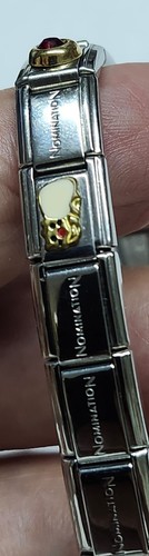 Vintage Italian ORG. Nomination Bracelet Ruby & With 4 Authentic Gold Charms - Picture 3 of 10