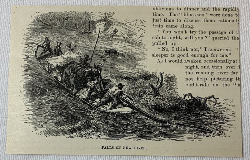 1887 magazine engraving ~ FALLS OF NEW RIVER West Virginia