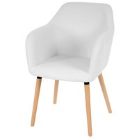 Esszimmerstuhl Vaasa T381, Stuhl, Retro 50Er Jahre Design Kunstleder, Weiß