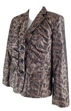 Chico's Women's Size 2 Large  Brown Animal Print Blazer Jacket Lined.