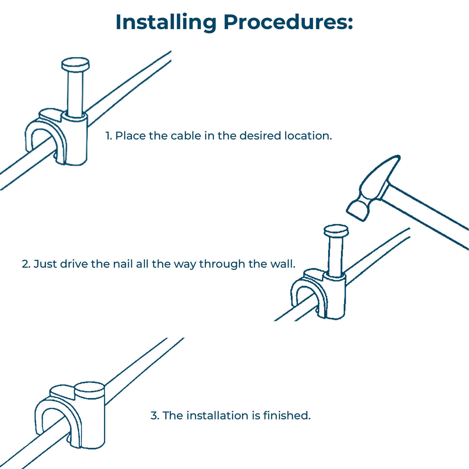 100/400pcs White Round Cable Clips Wall with Fixing Nail Plug for Cable