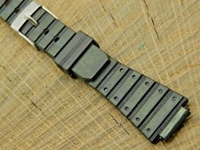 Speidel NOS Vintage Unused Black Rubber Watch Band w Silver Tone Buckle 12mm