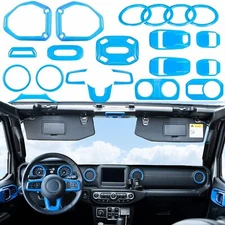 21PCS Full Interior Decoration Trim Cover For Jeep Wrangler JL 2018-22 Baby Blue
