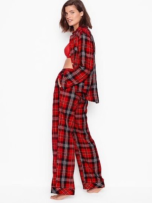 New Victorias Secret Red Plaid Flannel Pajama Set Large XL Pants Top AB1 AB2 New Victorias Secret Red Plaid Flannel Pajama Set Large XL Pants Top AB1 AB2
