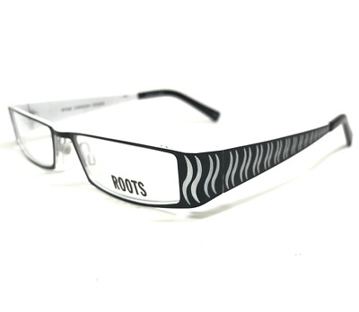 Roots Brille Rahmen RT446 07202 Schwarz Weiß Rechteckig Voll Felge 51-18-135