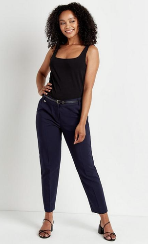 WALLIS PETITE Belted Cigarette Trousers In Navy Sizes 8-10-12-14-16-18 |  eBay