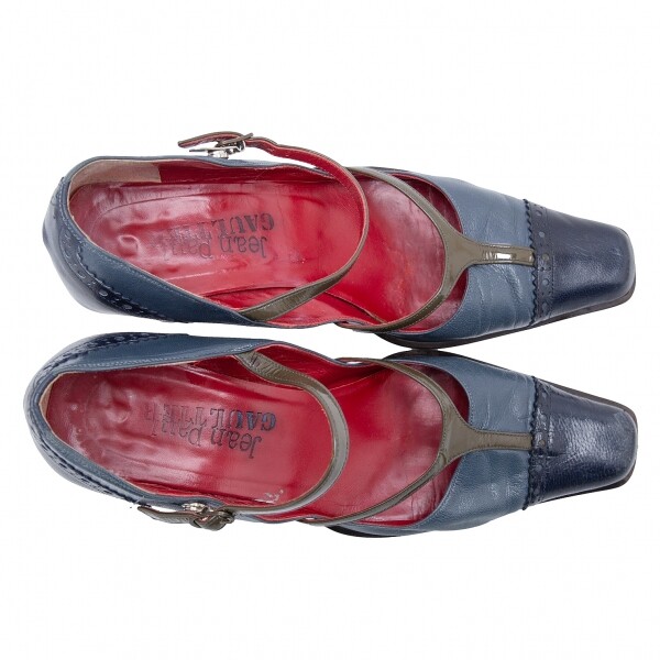 Jean-Paul GAULTIER Strap Leather Heel Shoes Size 3 (US