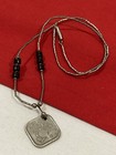 Vintage Artisan Made Liquid Silver NETHERLANDS COIN Pendant Beaded Necklace 17”