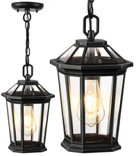 VIANIS Modern Hanging Outdoor Lantern, Aluminum Porch Ceiling Lights