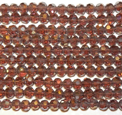 CRB134 Purple Amethyst 6mm Faceted Round Cut Crystal Glass Beads 50pc