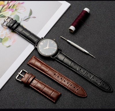 Womens Mens Leather Watch Band Wrist Watch Strap Bracelet Pin Buckle 12mm-24mm