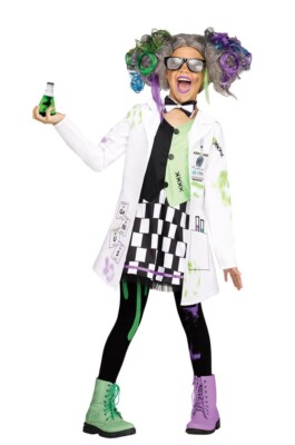 Yewong Kids Mad Scientist Costume Kit - Includes Wig, Lab Coat, Goggles & Accessories