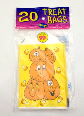 Vintage 1995 Fun World Halloween 20 Pack Trick or Treat Candy Bags NEW Sealed