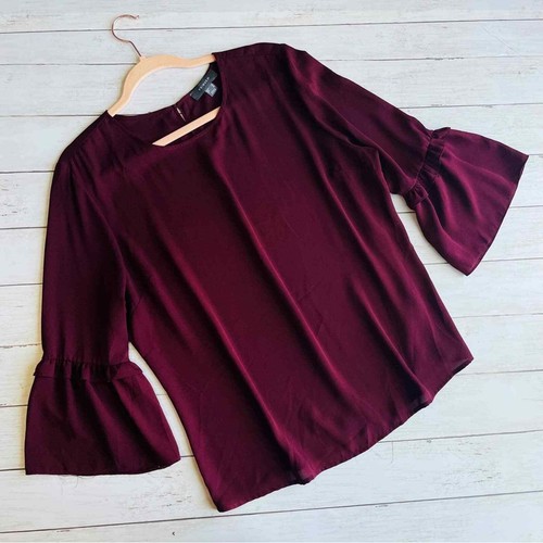PRIMARK Burgundy Bell Sleeve Top Size 12
