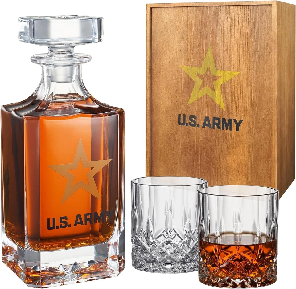 Juego de jarra de whisky de temática militar - 730 ml y 2 vasos para papá y veteranos Foto 3 de 4