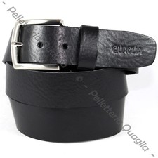Cintura Pelle Cuoio Nero Uomo Donna Artigianale Made In Italy 4 cm