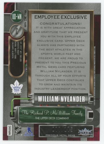 2016-17 UD Metal Universe Employee Exclusive violet PMG William Nylander 77/175 - Photo 2 sur 3