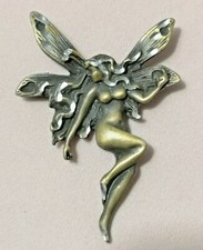 Vtg brooch Angel with wings Gold tone pin
