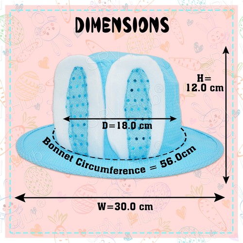 56cm Easter Top Hat Basket Rabbit Bunny Ears Bonnet Treat Bucket Egg Hunting Set - Picture 42 of 67