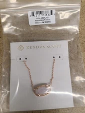 Kendra Scott Necklace Pendant Iridescent Drusy Rose Gold Tone