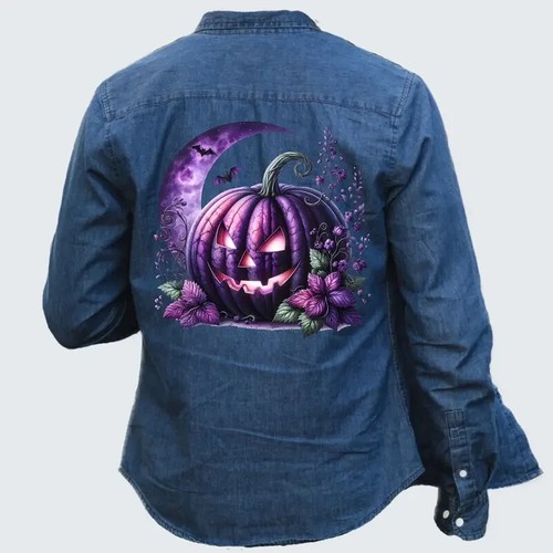 Calabaza de miedo púrpura de Halloween - Imagen 6 de 7