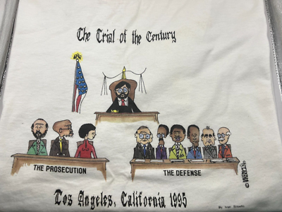 #ad Vintage 1995 THE TRIAL OF THE CENTURY OJ Simpson Cartoon Graphic Tee XLarge $99.99
