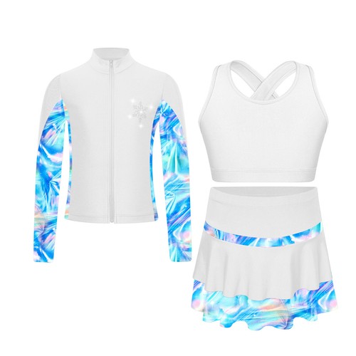 Kids Girls Sets Tennis Tracksuits Rhinestone Outfits Snowflake Vest Sports - Picture 41 of 58