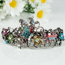 Woman's new butterfly silver plated metal fashion rhinestone hair clip Barrette 