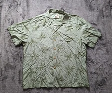 Vintage Paradise Found Short Sleeve Button Up Hawaiian Shirt Men's Size XL Green