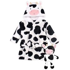 Hudson Baby Unisex Baby Plush Bathrobe and Toy Set, Cow, One Size