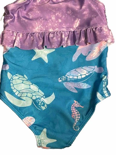 NWT Dot & Zazz Girl Swim Bathing suit 1pc Blue Purple Sea Turtle 18-24m - Picture 5 of 6