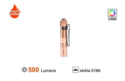 Acebeam Pokelit AA Copper 500 Lumen EDC Flashlight High CRI90 519A LED