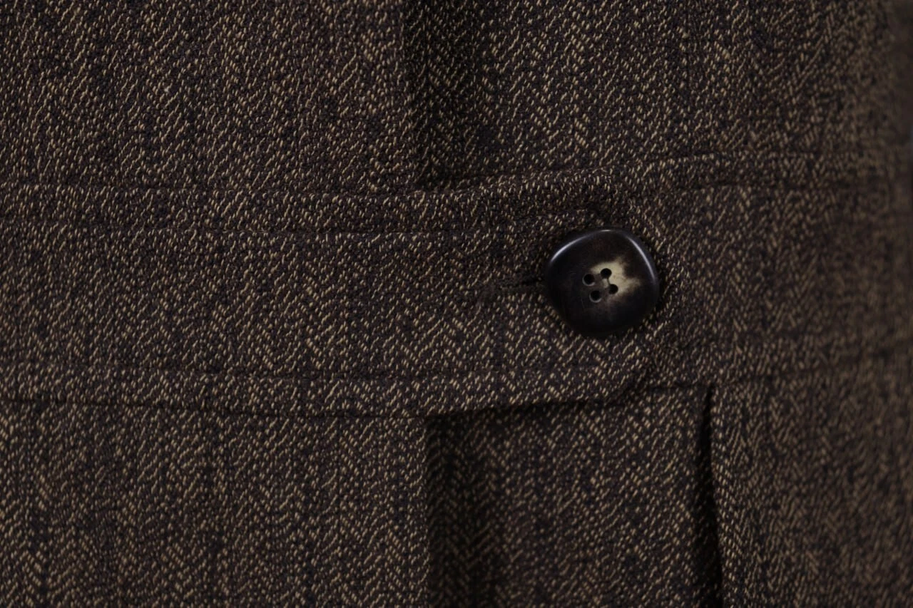 Giacca cappotto di lana KENZO JUNGLE marrone seno singolo bordato taglia 40 S