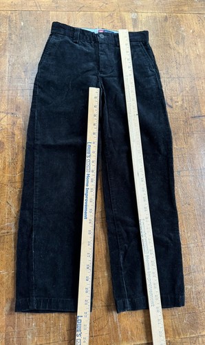 Chaps Boys Corduroy Pants Size 7 Black Flat Front Pockets Adjustable Flex Waist - Picture 6 of 7