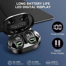 Wireless Earbuds, Bluetooth 5.4 Headphones with Noise Cancelling Mic, Bass Ster