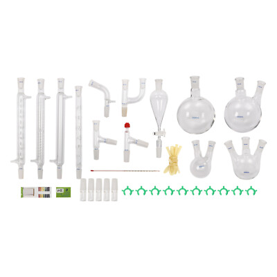 32Pcs Lab Glassware Kit Round Bottom Flask Distillation Glassware Kit 250-1000ml