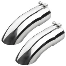 Pair For 4 Inlet 4 Outlet 12 Long Polished Exhaust Tip Turn-down Bolt-on Pipe