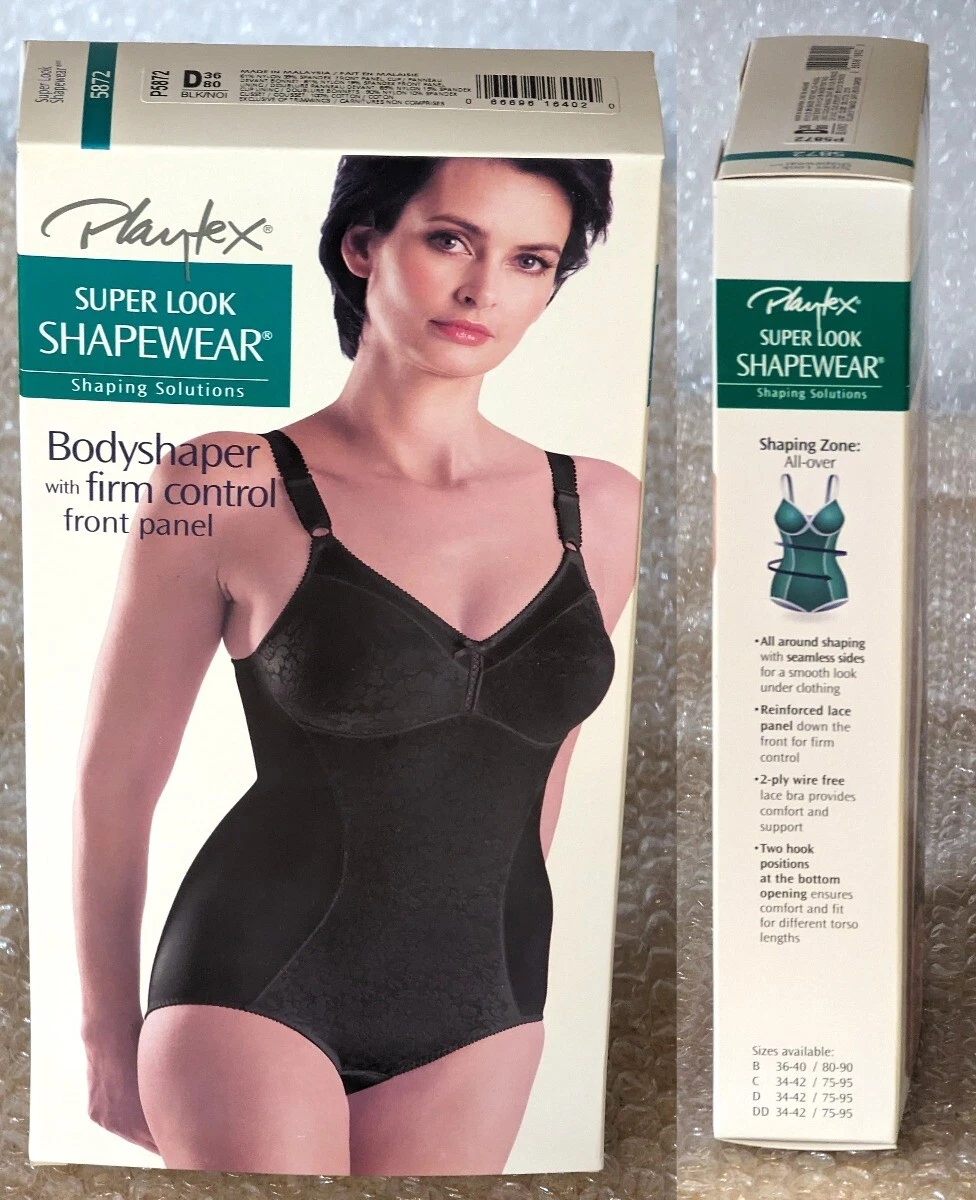 Playtex Super Look Shapewear Bodyshaper W/Bra Black 36D Wire-Free New In  Box