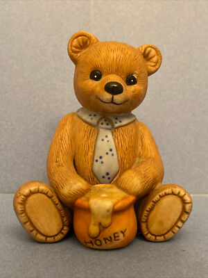 Vintage Home Interiors Teddy Bear Pot Of Honey Figurine #1405  HOMCO Decor