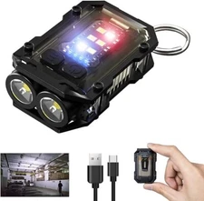 Mini Keychain Flashlight LED COB Rechargeable Waterproof Key Chain Working Light