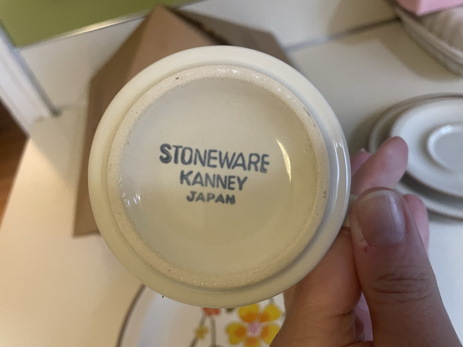 Vtg Kanney Japan Spring Flower Stoneware Mkt Set Dinner, Salad Plate