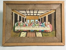 Talla original Henry Watson pintada a mano de la Última Cena en ciprés