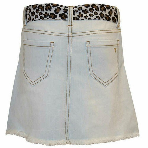 Tractr Kids Girls Stretch Light Wash Denim Weathered Hem Skort Skirt Shorts - Picture 2 of 3