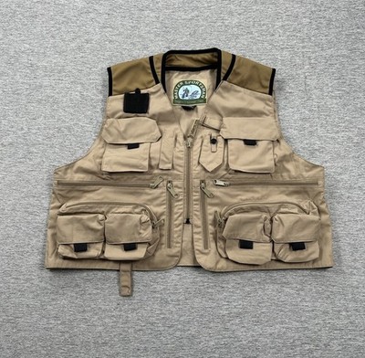 Master Sportsman Vest Mens Medium Brown Full Zip Pockets Fly Fishing Outdoor