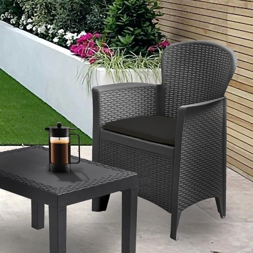 Garden Furniture Table and Chairs 3 Piece Grey Bistro Set Patio Outdoor Seating - Picture 7 of 8