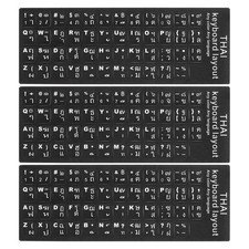 Thai Keyboard Stickers Black Background W White Lettering 3Pcs