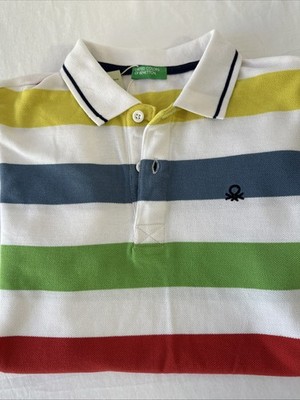 United Colors Of BENETTON Classic Color Block Striped Polo Shirt kid size 11-12 